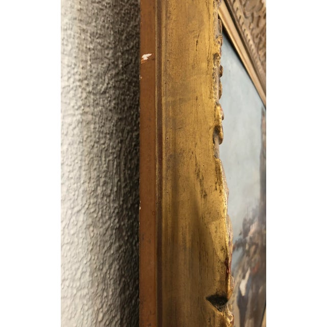 Wood Ezelino Briante, Port de pêche animé, Oil on Wood, Framed For Sale - Image 7 of 10