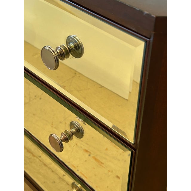Chrome Ethan Allen Mahogany & Mirrored Dresser Nightstands For Sale - Image 8 of 12