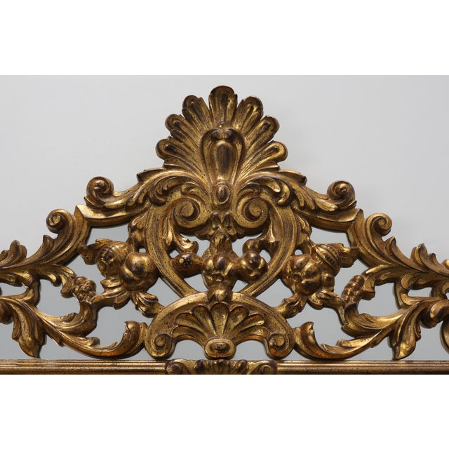 Glass 20th Century Mirror with Acanthus Crest and Marbled Border from Deknudt, Belgium, 1950s For Sale - Image 7 of 12