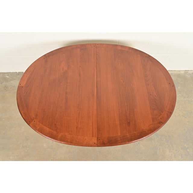 Baker Furniture Style French Regency Louis XVI Carved Walnut Extension Dining Table, Newly Refinished For Sale - Image 9 of 13