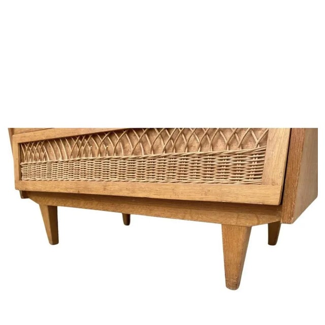 Five-Drawer Desk in Wood and Rattan, 1970s For Sale - Image 6 of 11