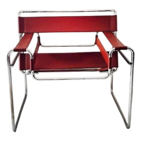 Cognac & Chrome Leather Chair For Sale