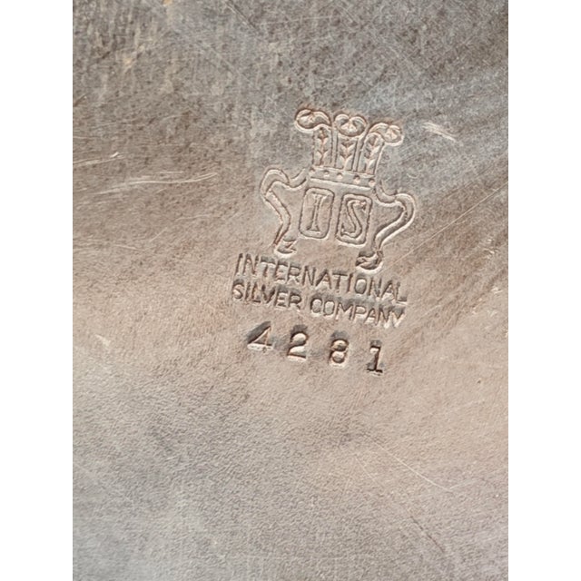 Vintage International Silver Company Silver Plated Ornate Tray For Sale - Image 4 of 4