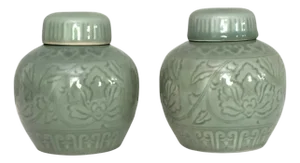 Pair of Chinese Celadon Ginger Jars, 1960s