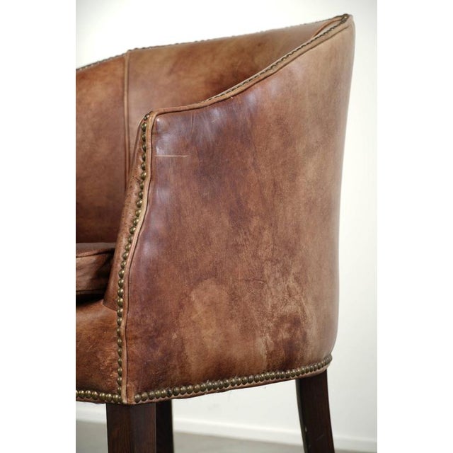 Desk Chair In Cognac-colored Cowhide Leather For Sale - Image 10 of 12