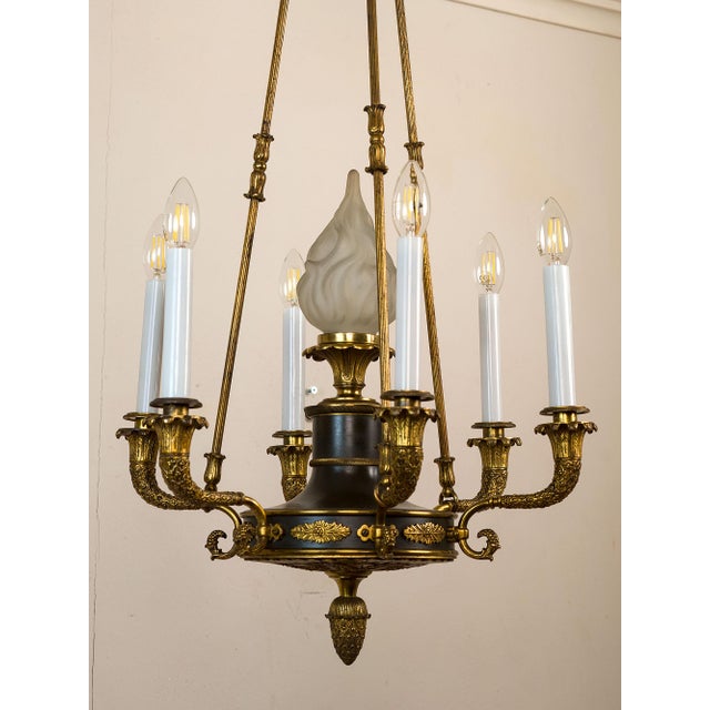 French Empire 7-Light Chandelier in Gilded Bronze, Late 19th Century For Sale - Image 6 of 17