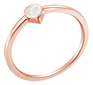 14K Rose Gold Plated .925 Sterling Silver 1/20 Carat Diamond Teardrop Pear-Shaped Miracle Set Petite Fashion Ring (J-K Color, I1-I2 Clarity) - Size 8