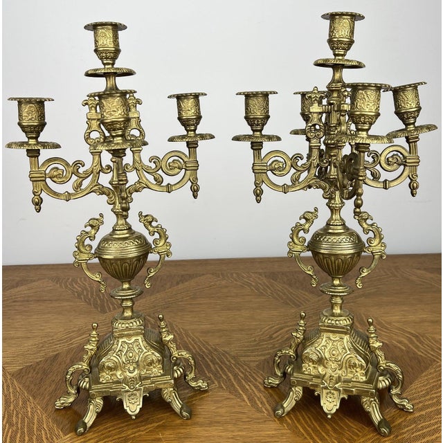 Vintage French Style Ornate Candleholders, Set of 2 For Sale - Image 16 of 16