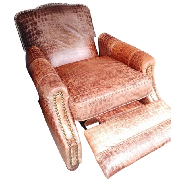 1990s Rare Genuine Leather Recliner- Blend of Western Sophistication & Modern Comfort. For Sale In Raleigh - Image 6 of 12