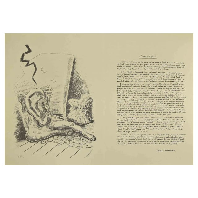 Alberto Savinio, The Man in the Well, Lithograph, 1945 For Sale