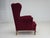 Danish Highback Wingback Armchair in Cherry-Red Velour, 1960s For Sale - Image 10 of 18
