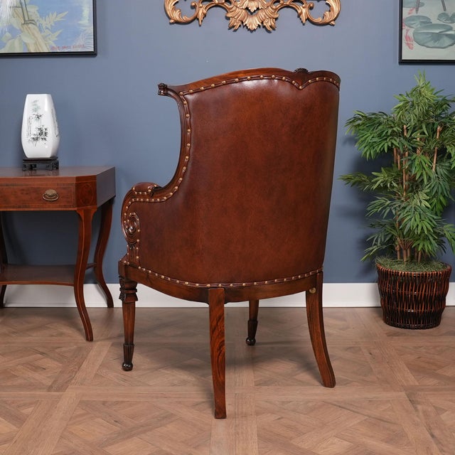 Traditional Style Leather Arm Chair For Sale - Image 4 of 12