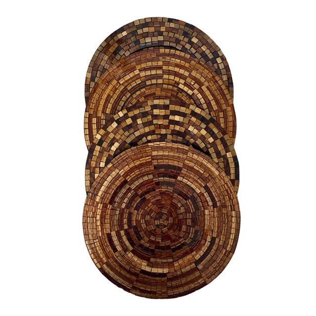 Glass Mosaic, Amber, Gold, Brown Charger Plates. Set of Four. These are perfect for autumn, entertaining or Thanksgiving....