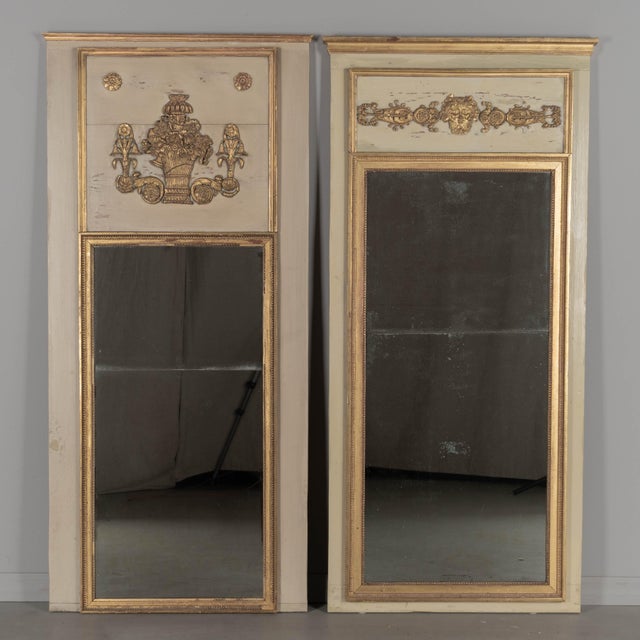 Louis XVI Style Trumeau Mirror, Painted Pine Frame, Gilded Trim, 1900s For Sale - Image 11 of 11