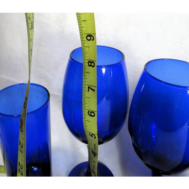 Vintage Mid Century Modern Cobalt Blue Cocktail Glasses - Set of 4 For Sale - Image 9 of 11