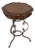 Leather Top Wrought Iron Base Mahogany Side Table For Sale