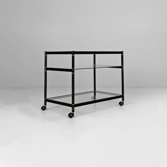 Italian Modern Cart in Steel and Glass, 1970s For Sale - Image 6 of 11