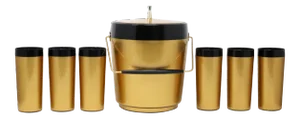 Vintage Gold and Black Insulated Ice Bucket and Beverage Cups - Set of 7