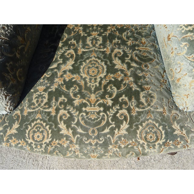 Napoleon III Blue-Grey and Gold Velvet Lounge Chair, 1890s For Sale - Image 12 of 18