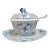 Meissen Blue Onion Reticulated Fruit Berry Sauce Tureen With Under Plate & Spoon For Sale
