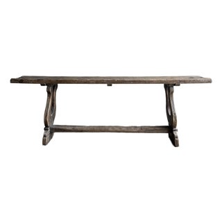 Vintage Elm Wood Console 97" For Sale