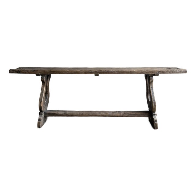 Vintage Elm Wood Console 97" For Sale