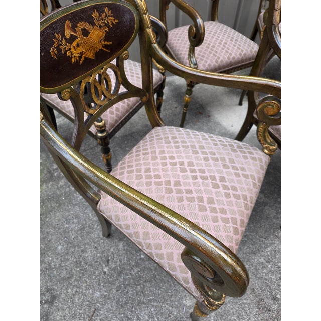 Set of Eight Rare Regency Style Dining Room Chairs For Sale - Image 9 of 12
