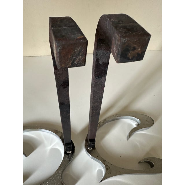 Black Andirons by Jean Paul, 1970s, Set of 2 For Sale - Image 8 of 18