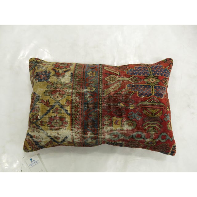 Antique Persian Mahal Shabby Chic Rug Pillow For Sale - Image 4 of 5