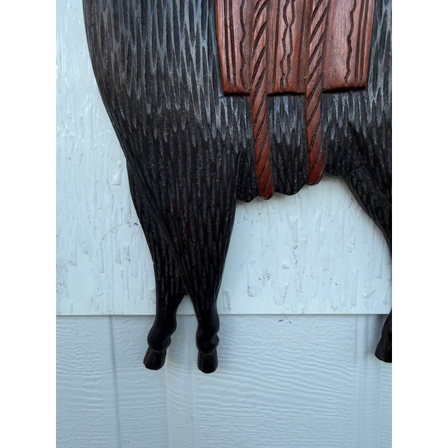 Folk Art Carved Wood Llama Sculptural Wall Hanging For Sale - Image 3 of 5