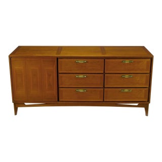 1950s Red Lion Parquetry Front Mahogany Nine-Drawer Dresser For Sale