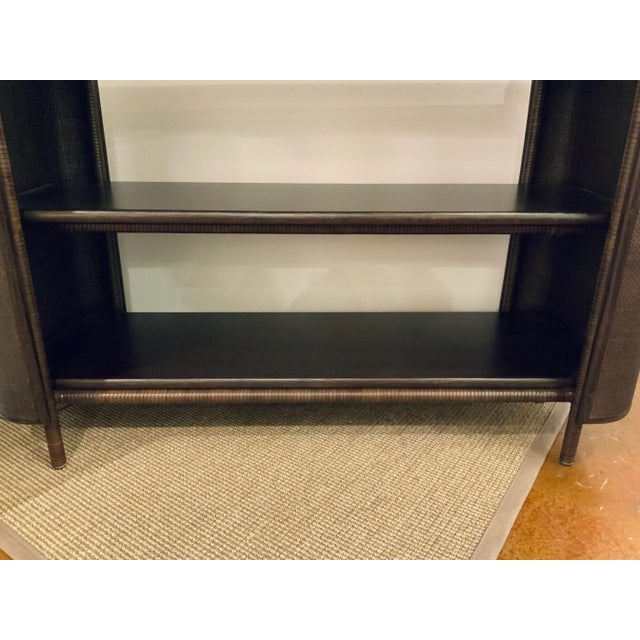 Wood Baker / McGuire Organic Modern Chocolate Brown Rattan and Caning Pacific Shelving Unit For Sale - Image 7 of 8