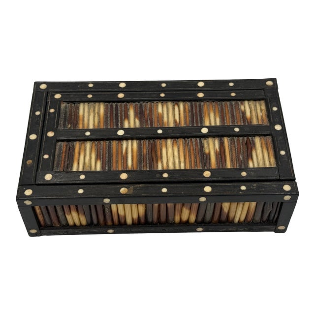 Antique Anglo Indian Box Handcrafted With Porcupine Quills For Sale