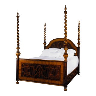 18th C Style Alfonso Marina Spanish Colonial 4 Poster Bed For Sale
