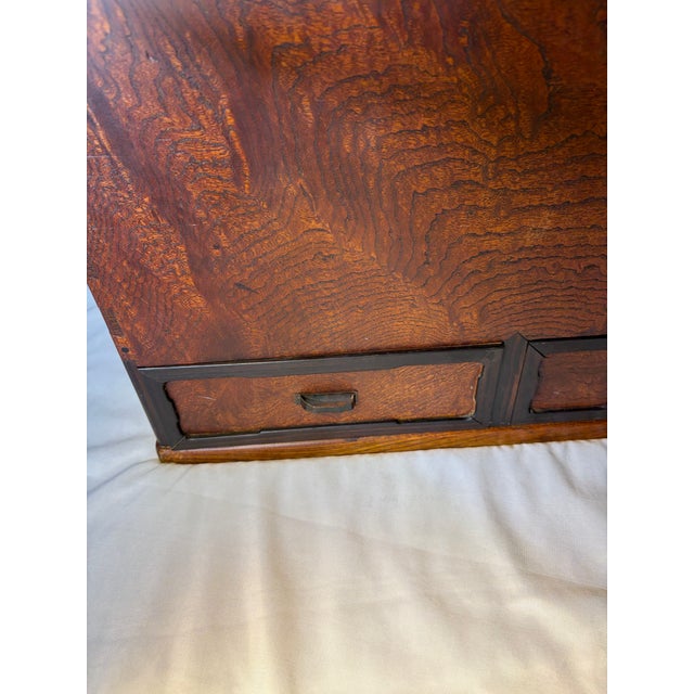 Authentic Taisho / Early Showa Era Japanese Keyaki Wood Naga-Hibachi Tansu With Brazier Set For Sale - Image 12 of 12