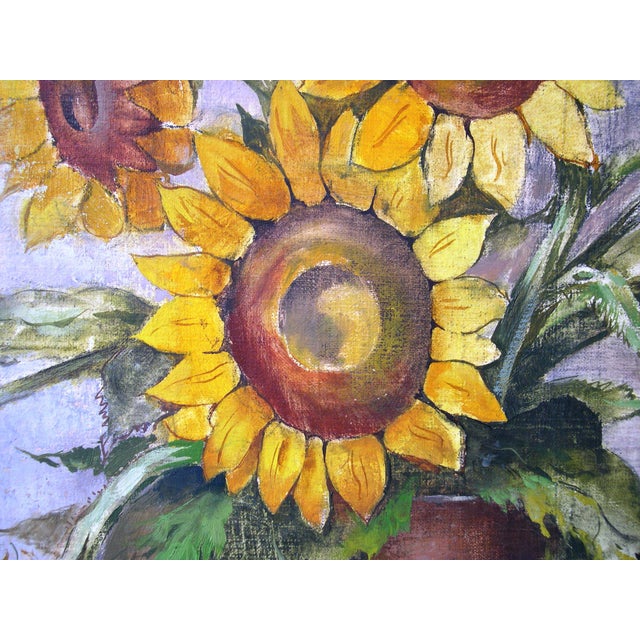 Bernhard Templin, Autumn Still Life with Sunflowers, 1920s, Tempera Painting on Canvas, Framed For Sale - Image 6 of 14