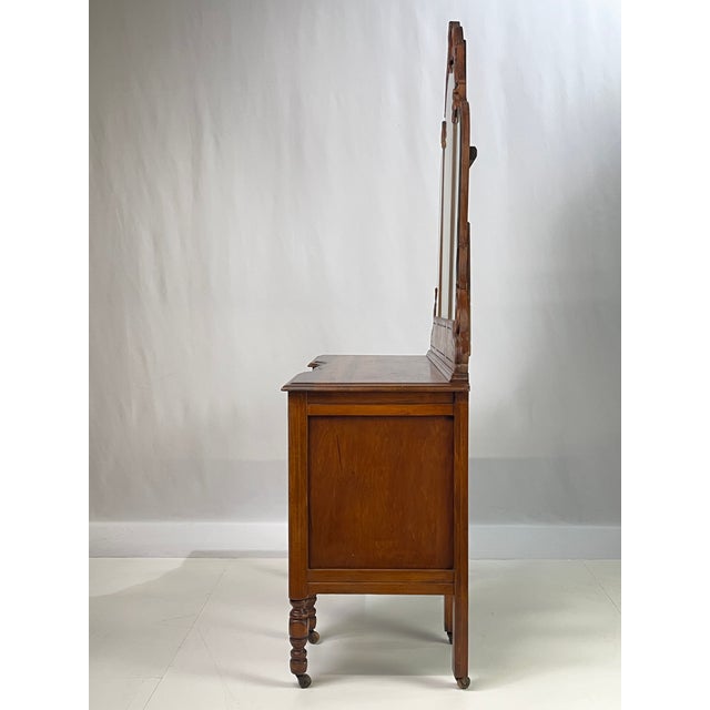 Antique Art Deco Vanity With Arched Triple Mirror For Sale - Image 9 of 13