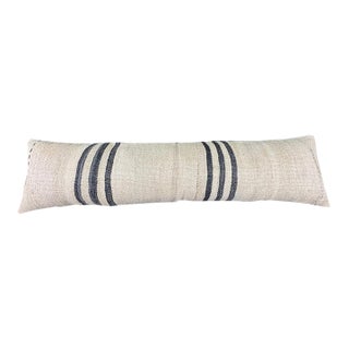 Turkish Hemp Pillow Cushion Natural Beige Black Cushion Cover 12"x46" For Sale
