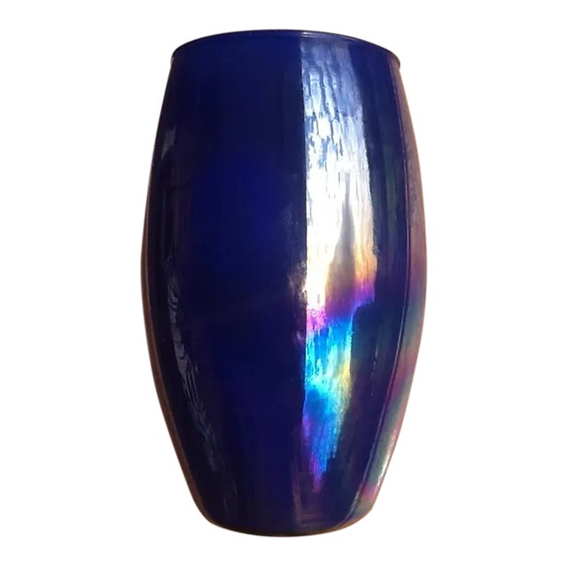 Cobalt Blue Mexican Art Glass Vase For Sale