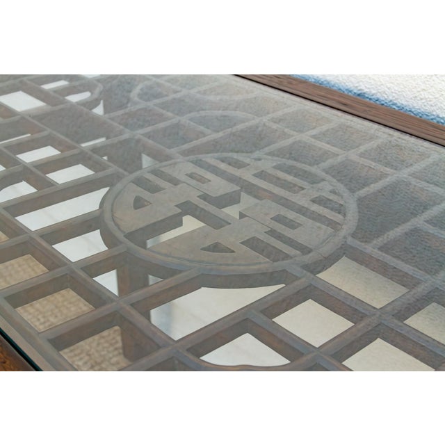Vintage Carved Chinese Glass Top Center Table For Sale - Image 10 of 18