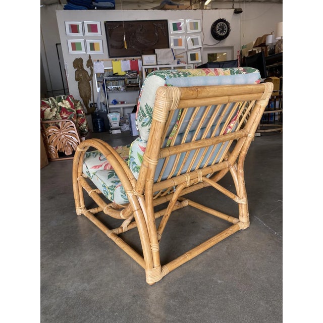 Yellow Restored Two-Strand "Half Moon" Rattan Cup Seat Lounge Chair For Sale - Image 8 of 10