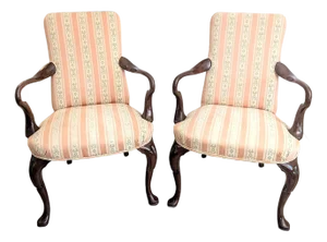 Biggs / Kittinger Arm Chairs Queen Anne Style - A Pair