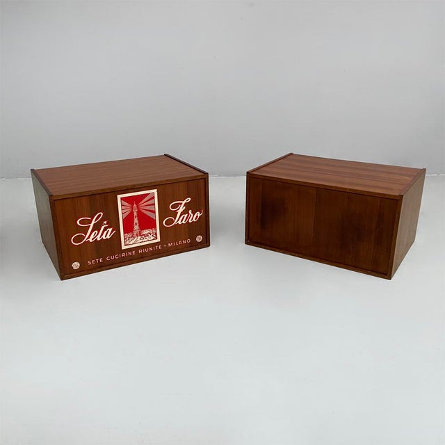 Mid-Century Modern Italian Sewing Chests in Wood from Seta Faro, 1960s, Set of 2 For Sale - Image 4 of 14