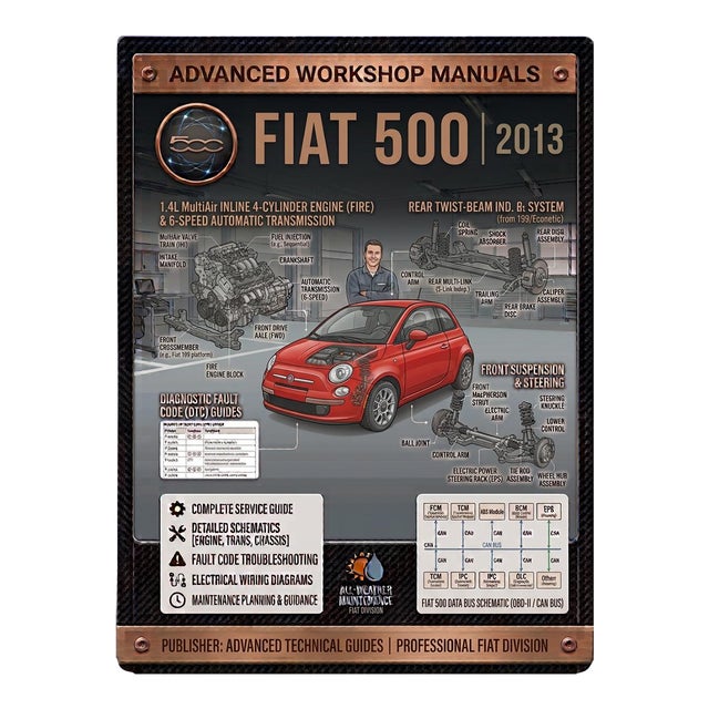 Fiat 500 2013, Car Repair Manual, Workshop Guide Book For Sale