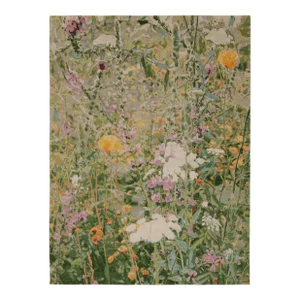 Rug & Kilim’s Abstract Rug in Green With Colorful Patterns “Wild Flowers Spring"