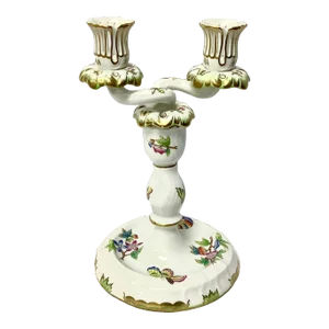 Herend Queen Victoria Porcelain Double Candlestick