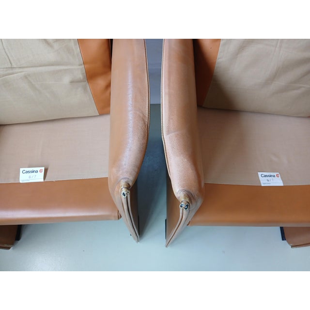 Brown 401 Break Armchairs by Mario Bellini for Cassina, 1970s, Set of 2 For Sale - Image 8 of 16