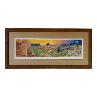 2002 Solomon “Archeological Structure” Watercolor on Paper Painting Framed For Sale