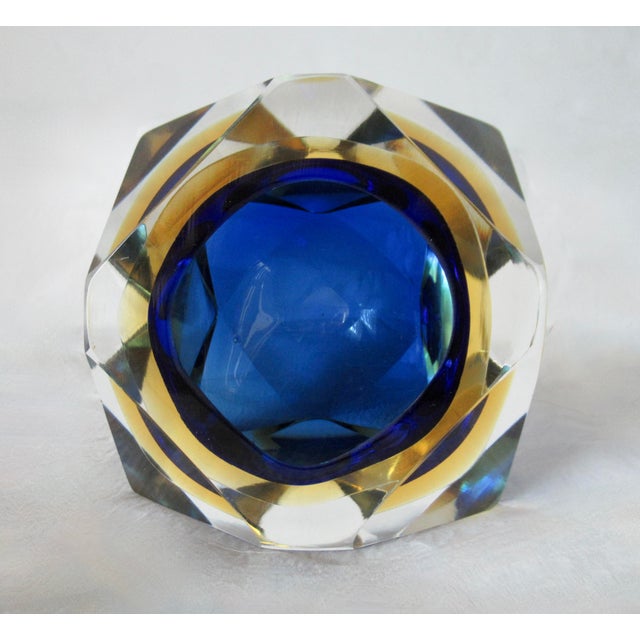 C.1970s Italian Alessandro Mandruzzato, Hand Blown Faceted Murano Cobalt, Amber & Clear For Sale - Image 10 of 18