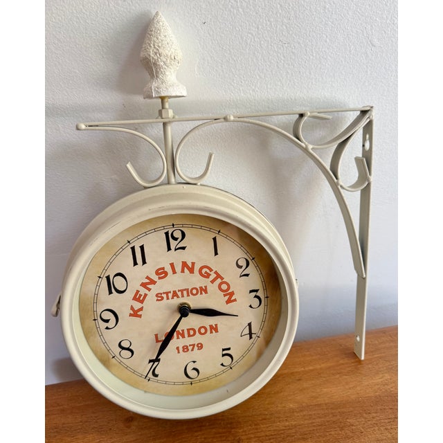 Vintage Kensington Railway Station Wall Clock, Double Sided For Sale - Image 4 of 9